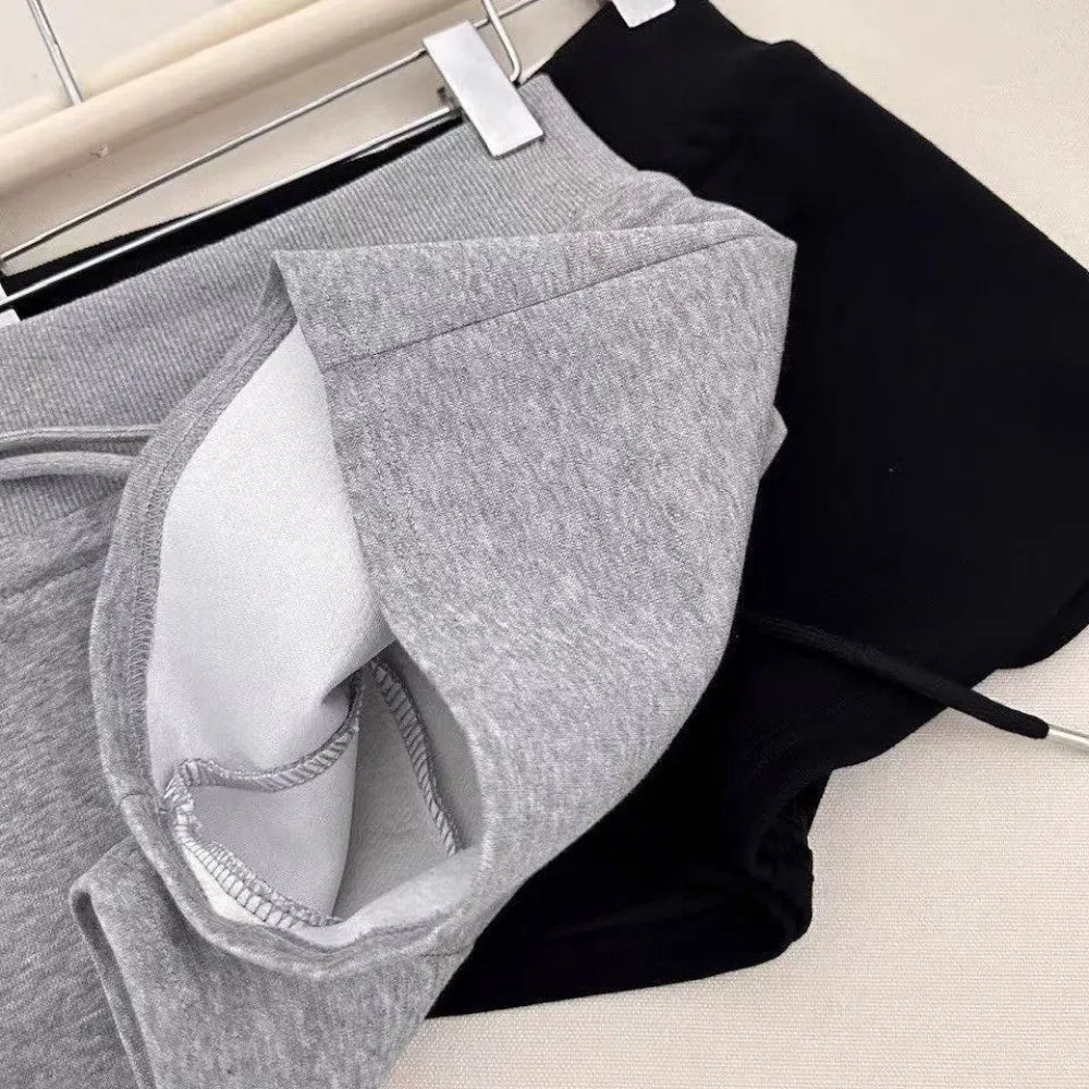 Women's Drawstring Sports Shorts – Slim Fit Casual | Black & Grey