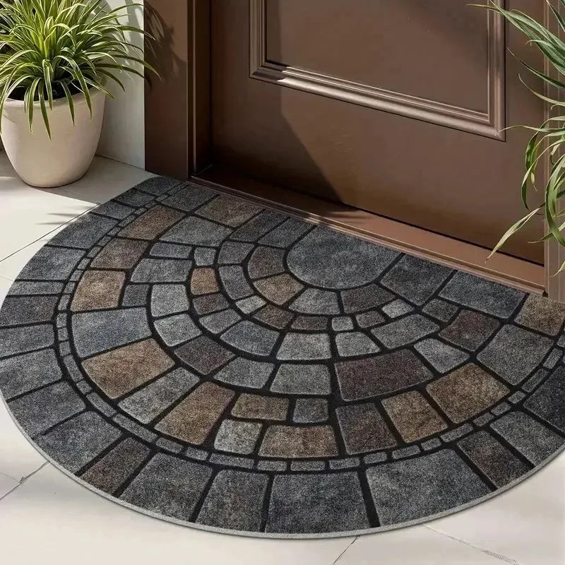 Semi-Circular Anti-Slip Door Mat – Polyester Entrance Rug
