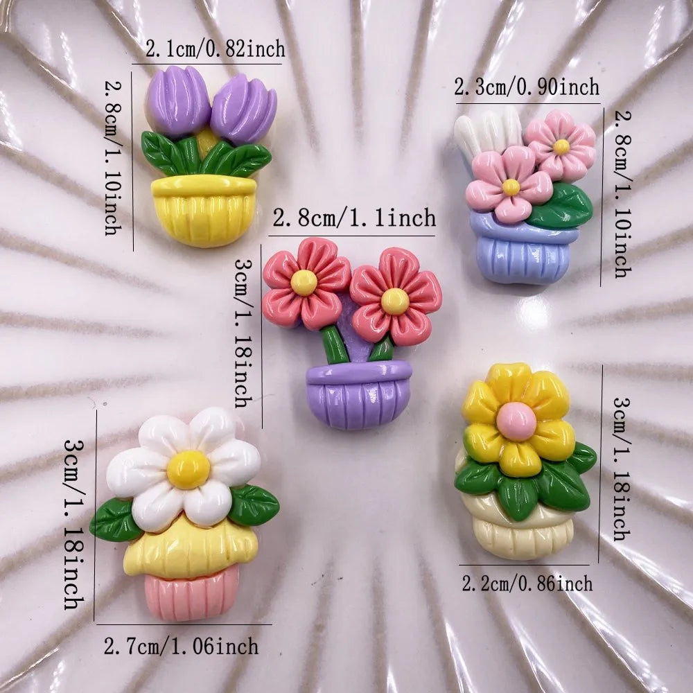 10PCS Resin Flower Flatback Figurines for DIY Crafts & Scrapbook