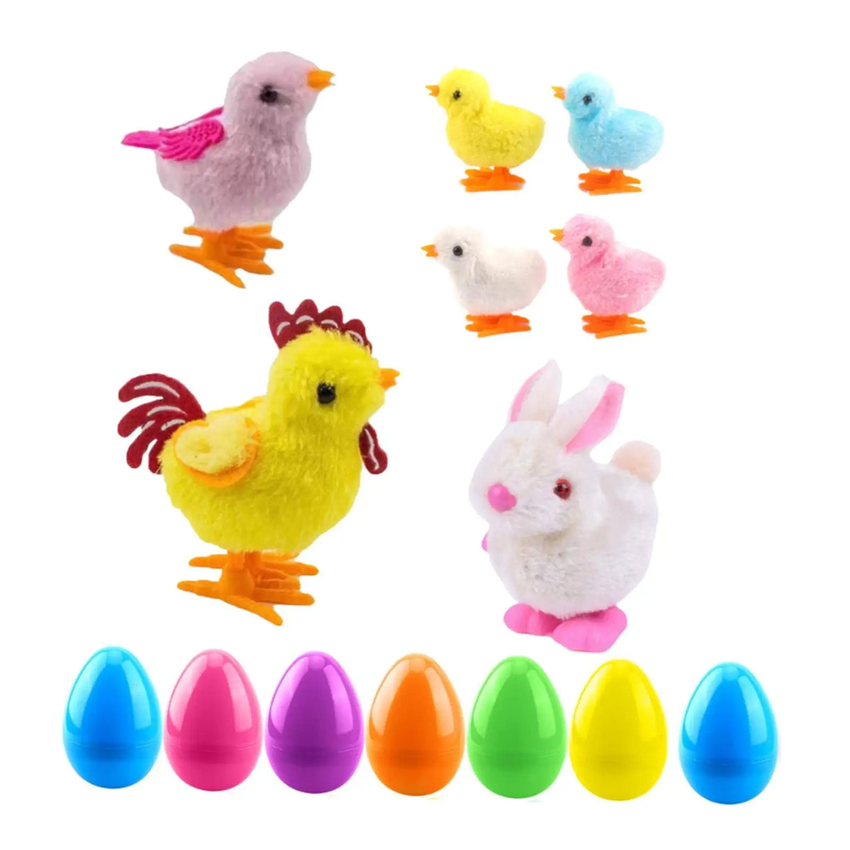7-Piece Easter Wind-Up Toys – Chicks & Bunnies Basket Fillers