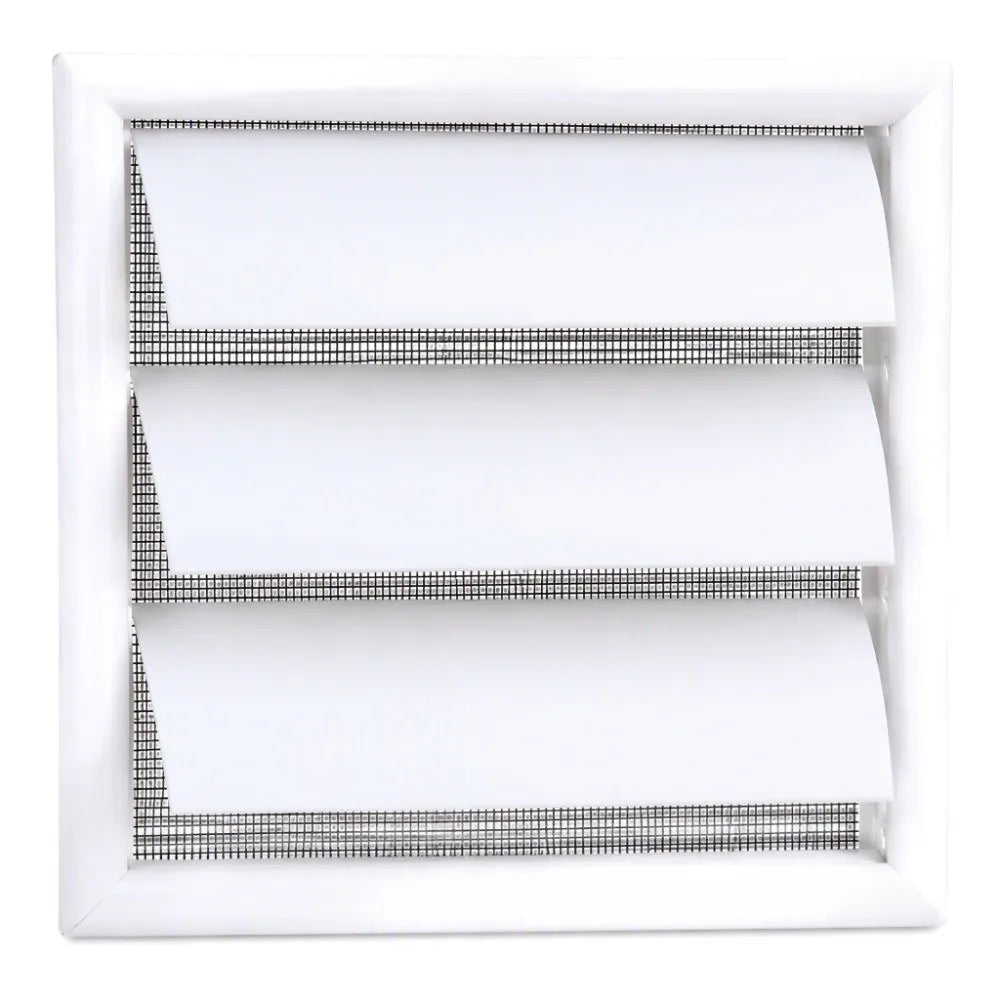 6-Inch Louvered Wall Vent Grille with Fly Screen – White