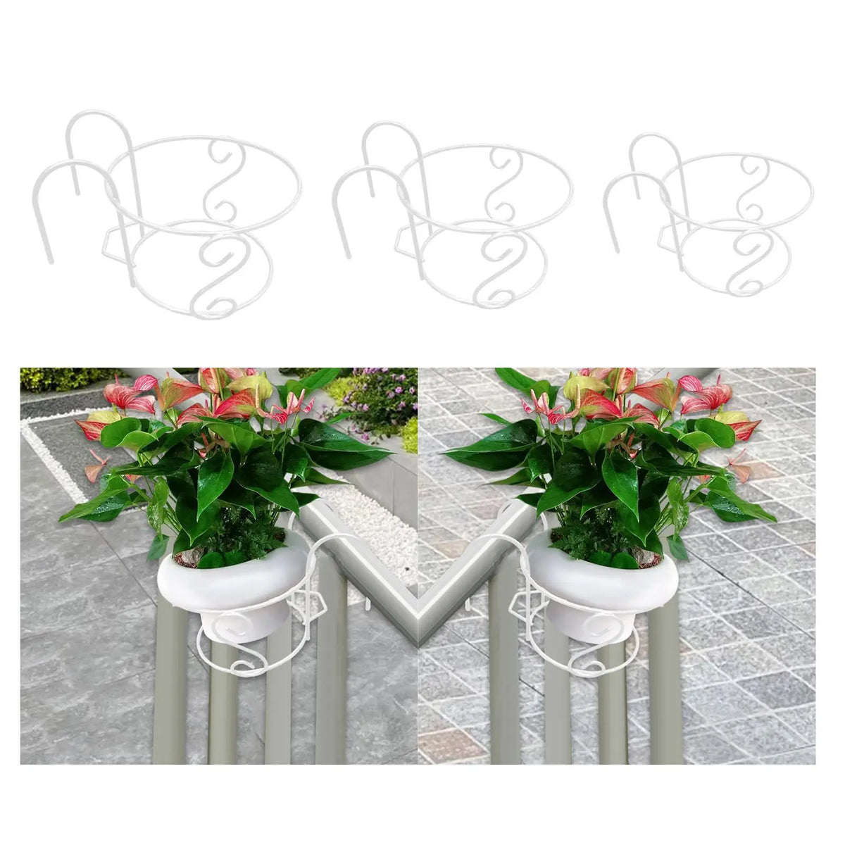 Metal Hanging Planter Basket with Hook – Railing Flower Pot