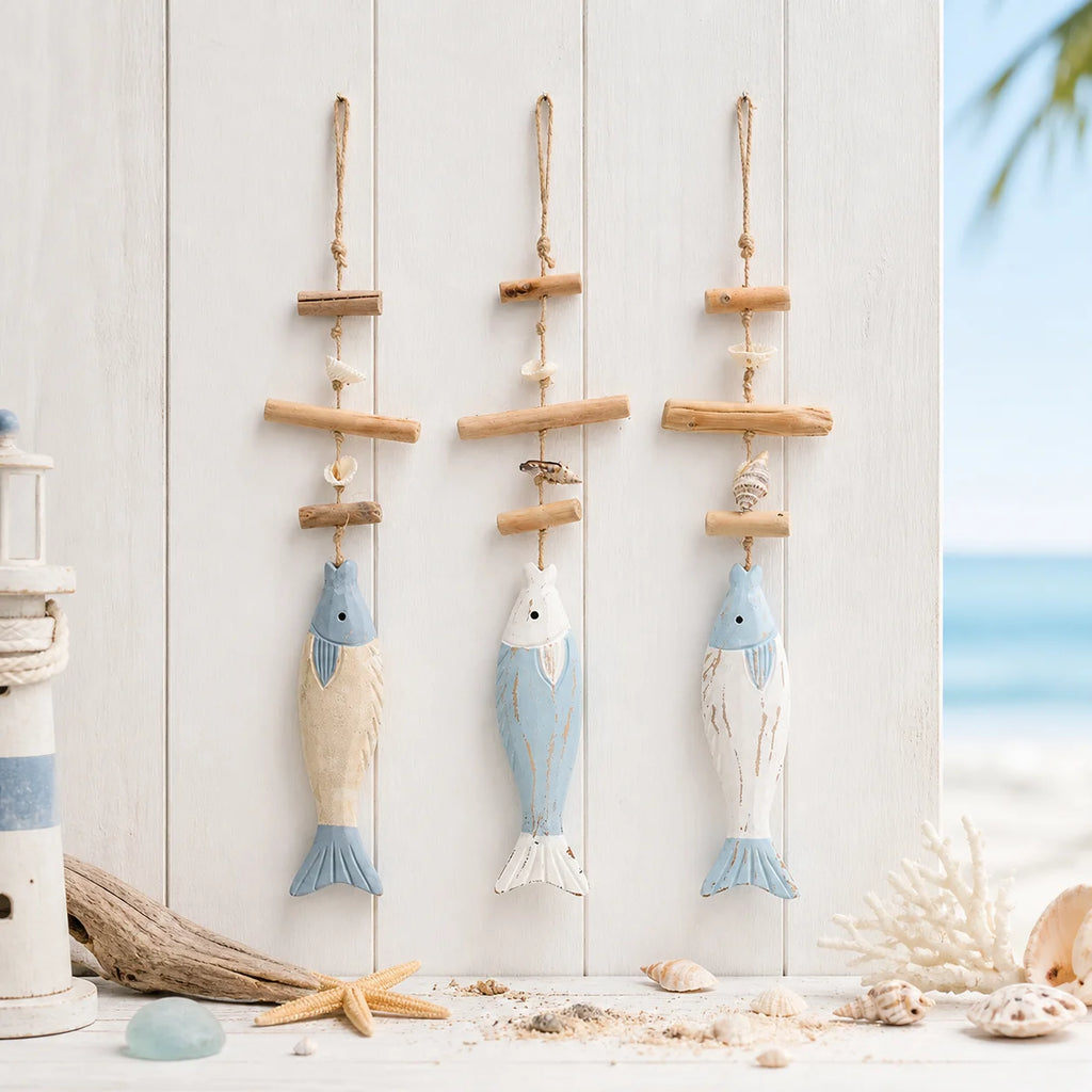 Coastal Wooden Fish Wall Hanging | Nautical Beach Decor