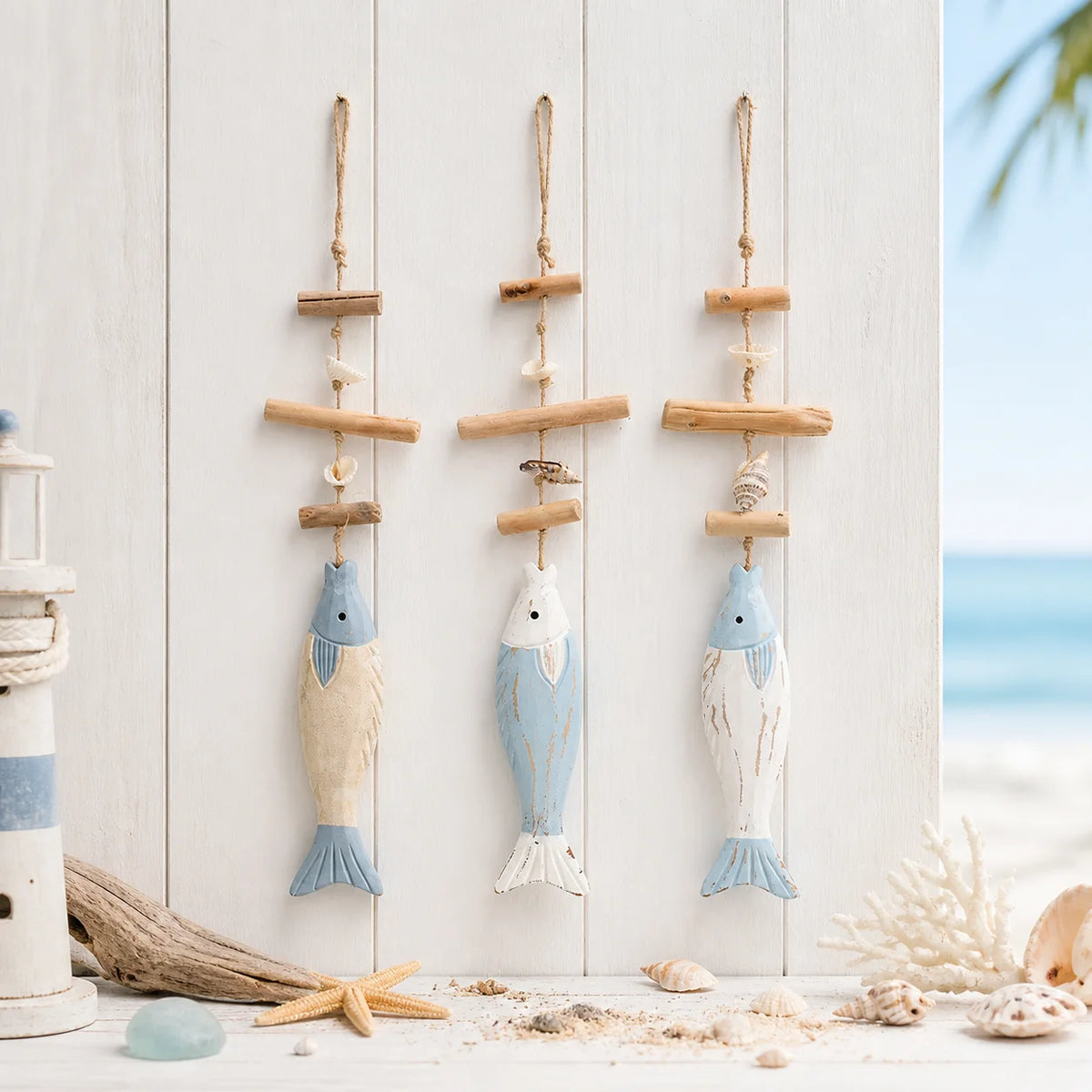 Coastal Wooden Fish Wall Hanging | Nautical Beach Decor