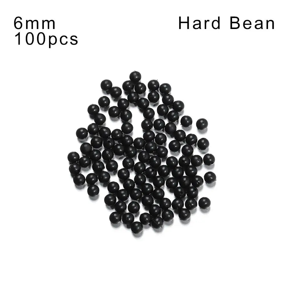 Black Plastic Fishing Beads 100PCS – Round Stop Beads 3–12mm