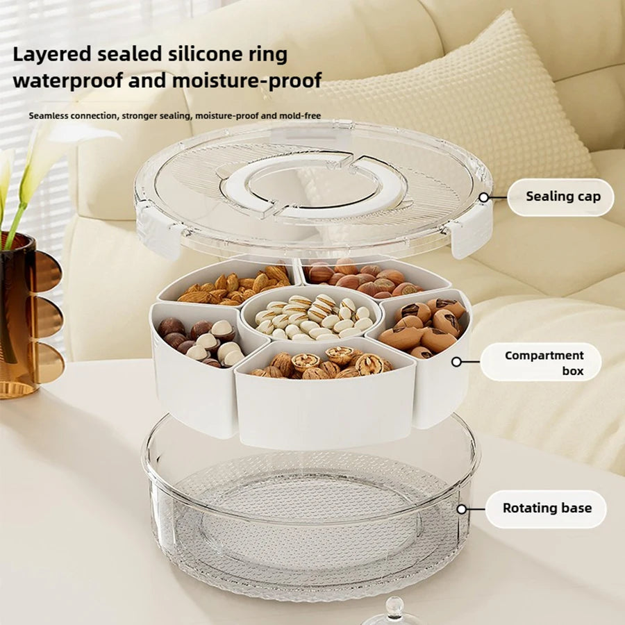 NIFTY Rotating Divided Serving Tray with Lid & Handle