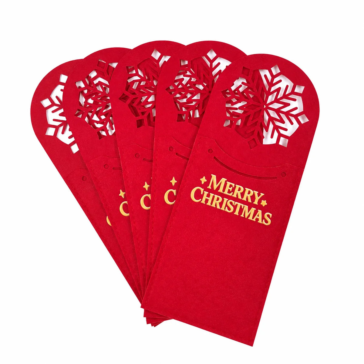 Felt Christmas Cutlery Pockets – Set of 5 Utensil Holders