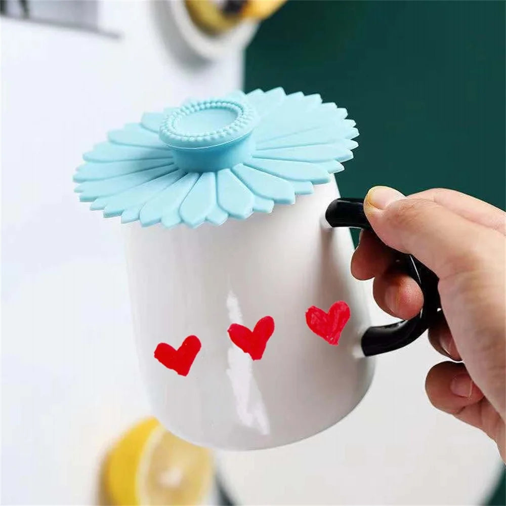 Sunflower Silicone Mug Lid – Dustproof Cup Cover, FCM Safe