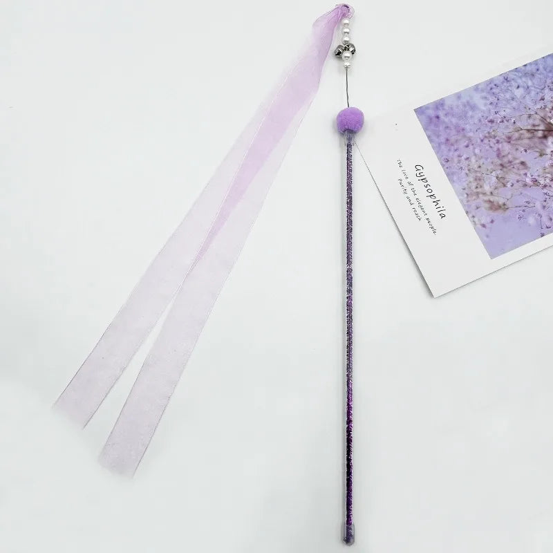 Feather & Bell Cat Wand Toy – Handheld Tickle Wand
