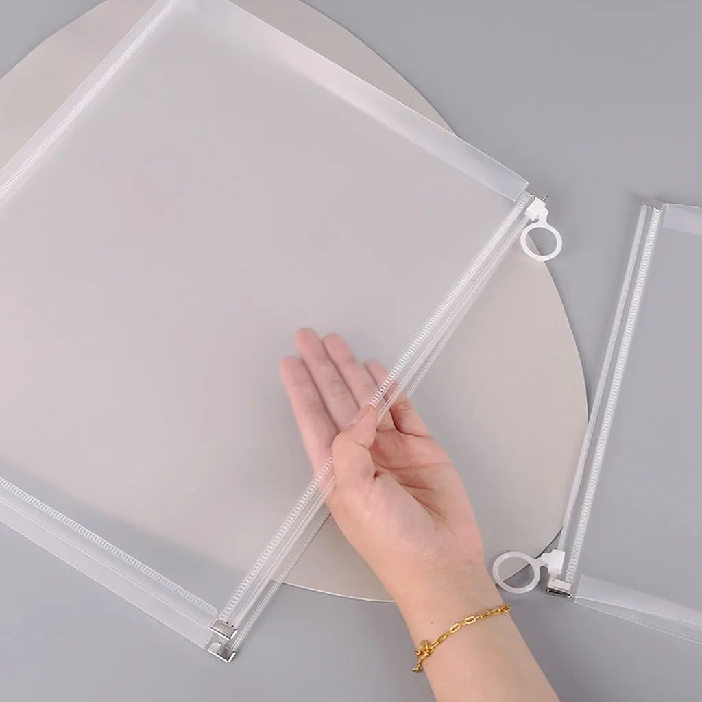 Stand-Up Frosted Zipper Pencil Bag & Document Organizer