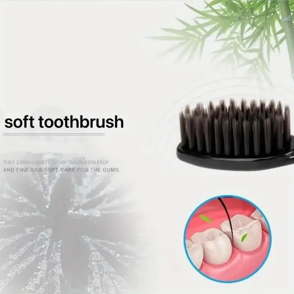 10-Pack Bamboo Charcoal Soft Bristle Toothbrush Set