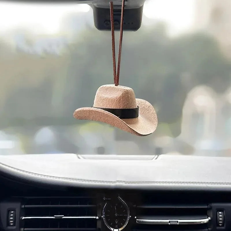 Cowboy Hat Car Pendant – Western Rearview Mirror Decor