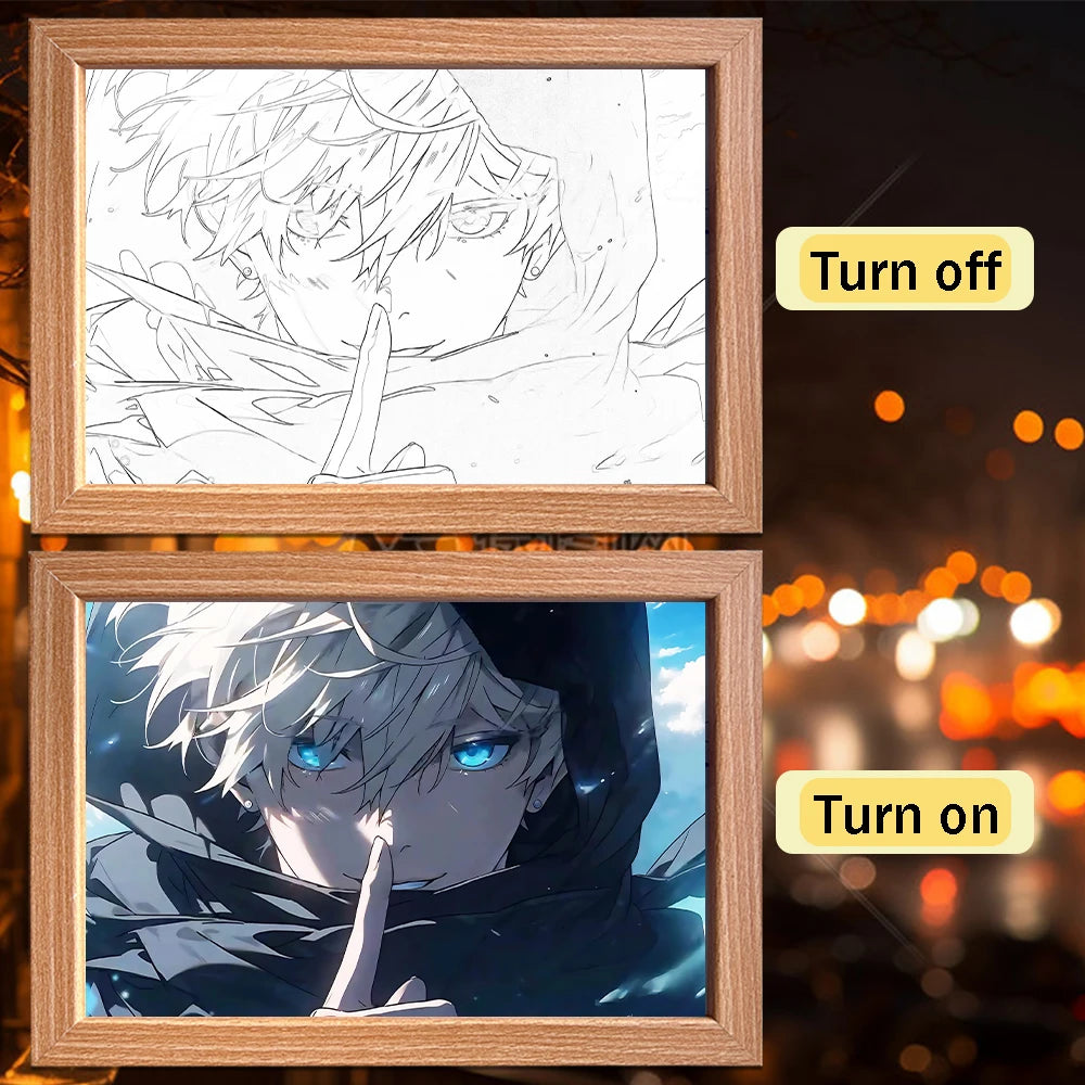 Satoru Gojo LED Light Frame – Jujutsu Kaisen Anime Decor