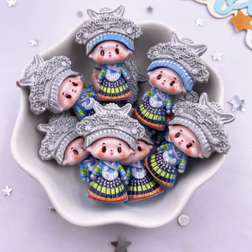 Kawaii Princess Girl Resin Flatback Figurines – 6/12PCS Craft Set