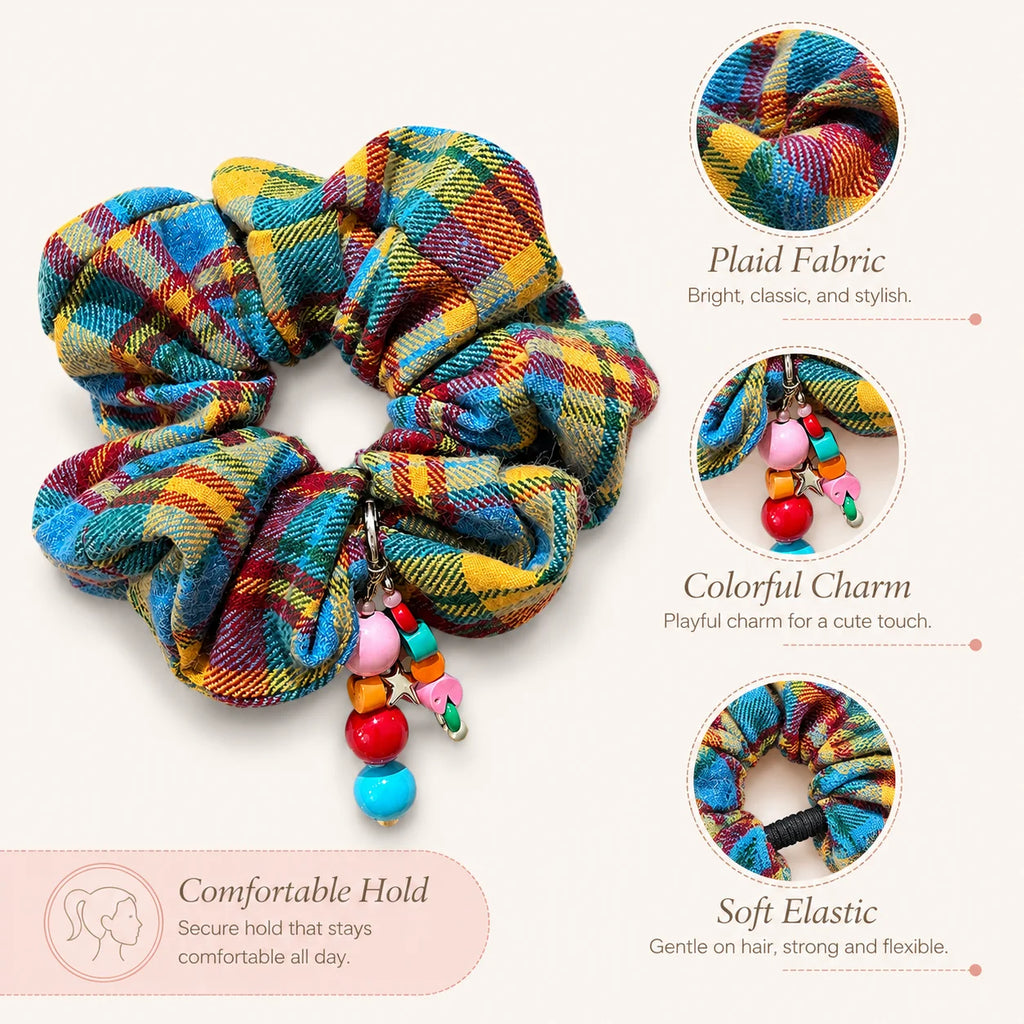Rainbow Grid Hair Hoop – High Ponytail Headband for Women