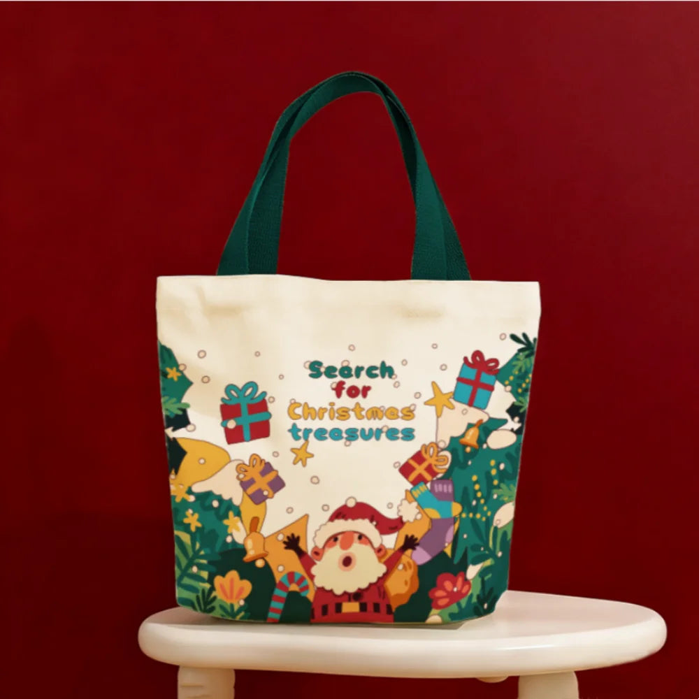 Christmas Canvas Tote Gift Bag – Santa Claus Holiday Design