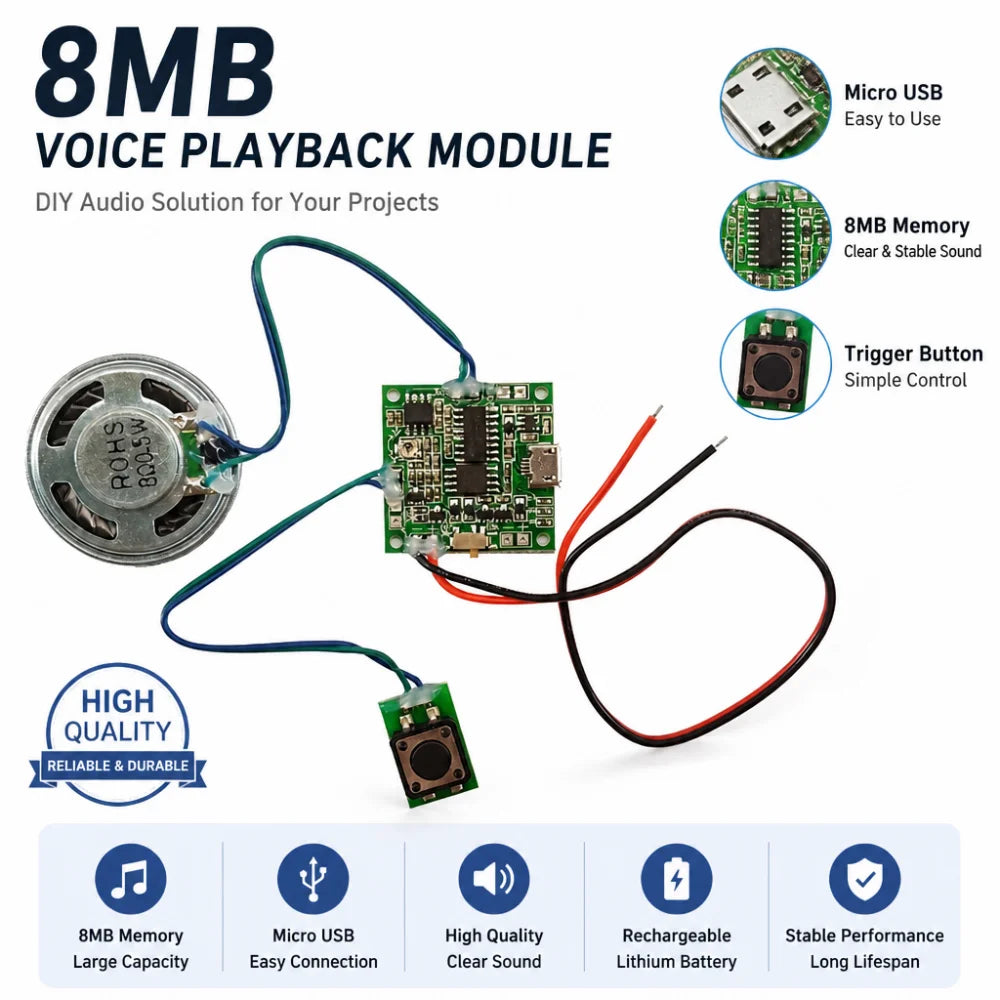 8MB Voice Playback Module – DIY Sound Module | Micro USB
