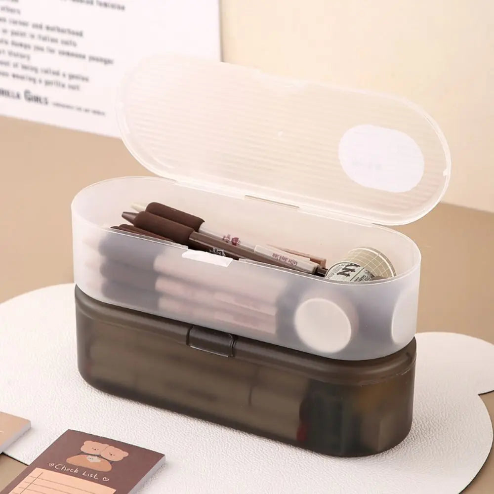 Transparent Stackable Plastic Pencil Case – Large Capacity