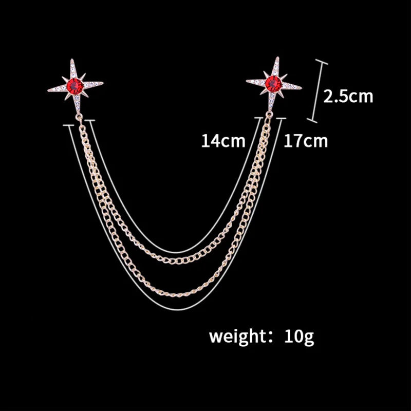 Men's Rhinestone Tassel Brooch Pin – Gold & Silver Luxury Accessory
