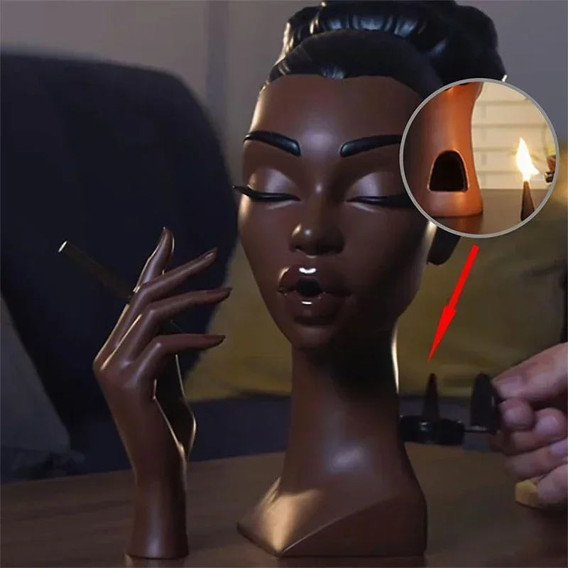 Black Woman Sculpture Aromatherapy Incense Burner | Resin Art
