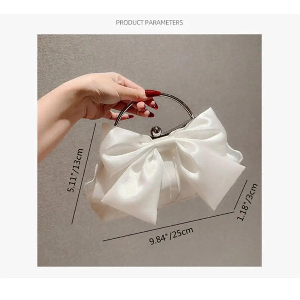 Gold Silk Bowknot Evening Clutch Bag | Wedding Banquet Purse