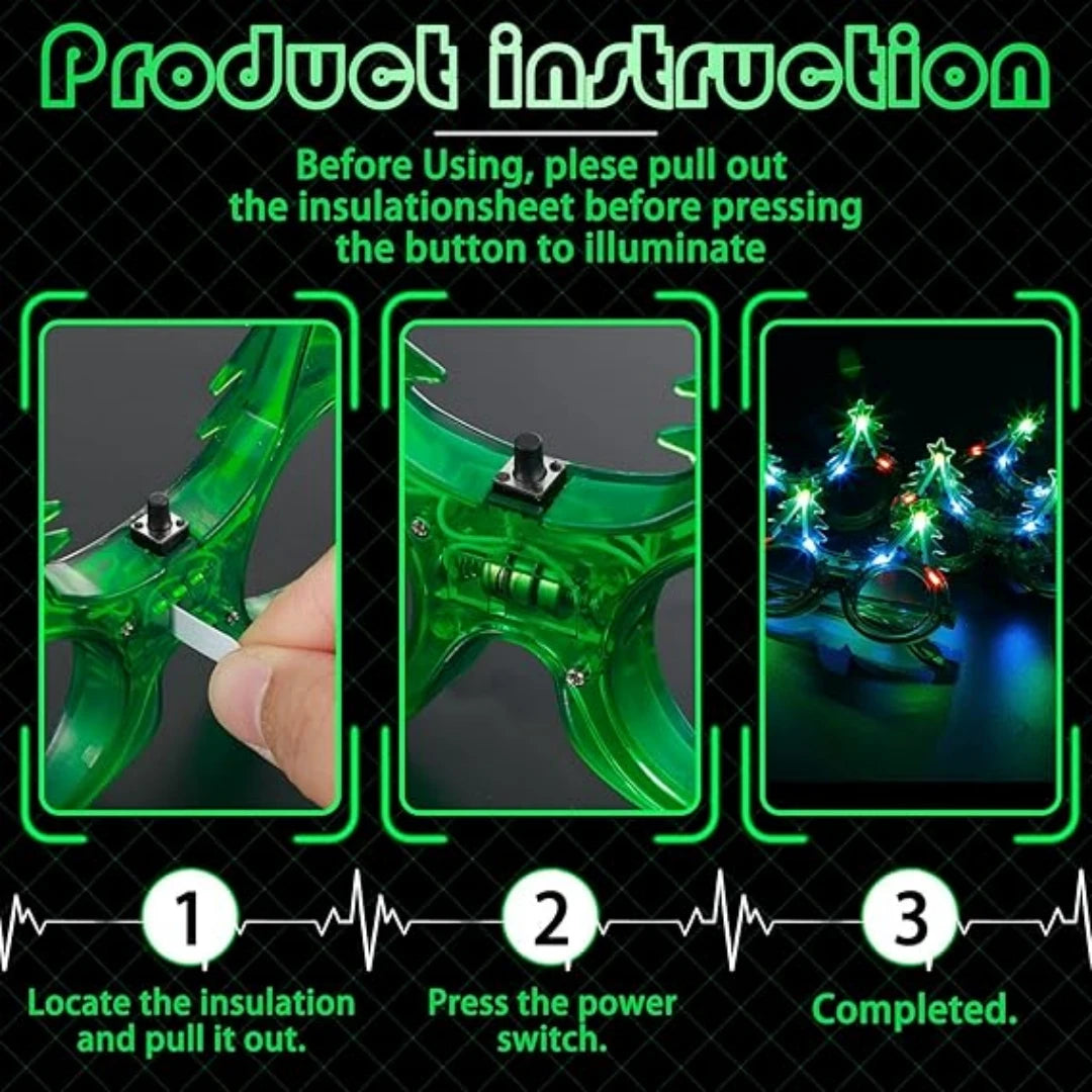 Christmas Tree LED Light-Up Flashing Glasses | Party Gift