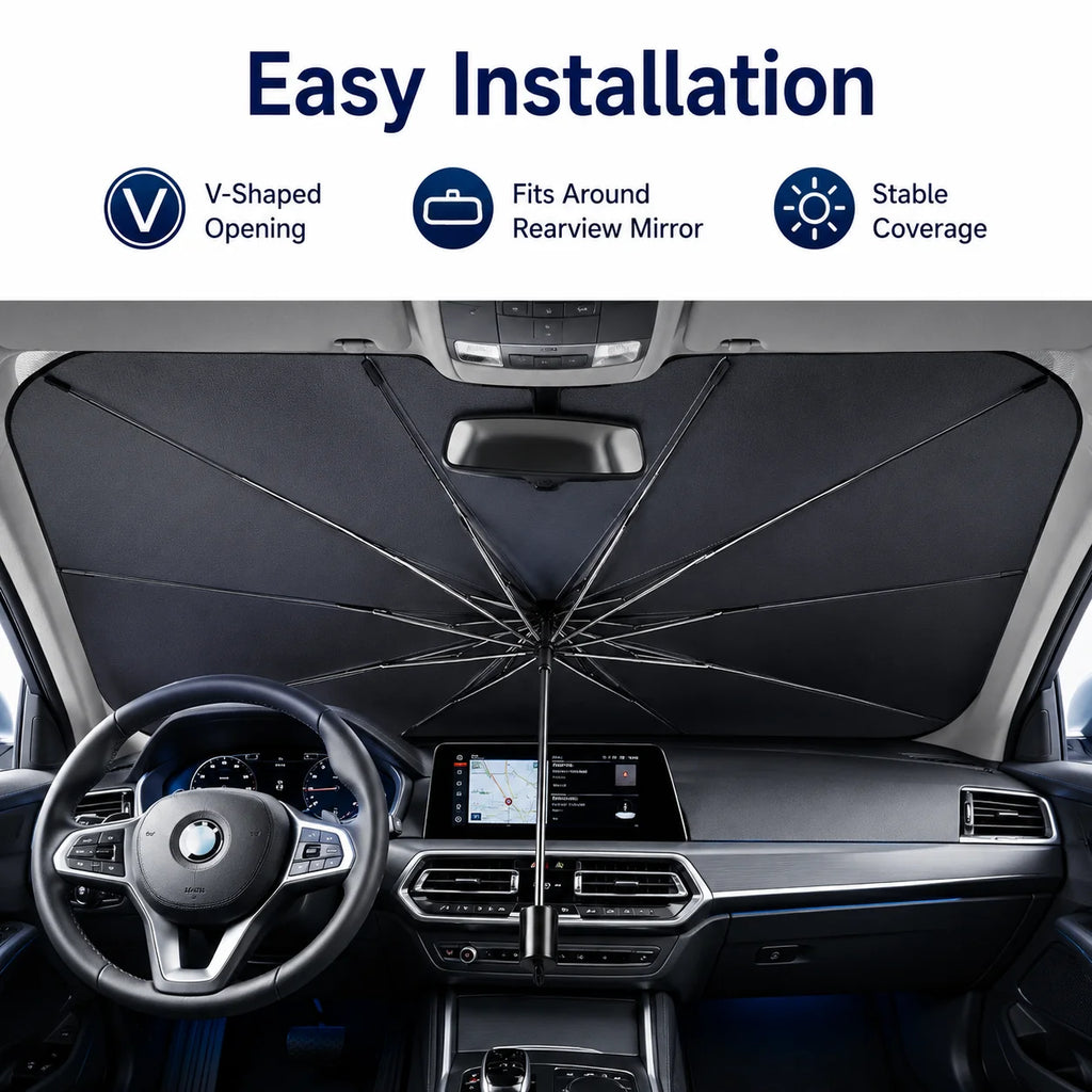 Foldable Car Windshield Sunshade 140×79cm | UV Heat Shield