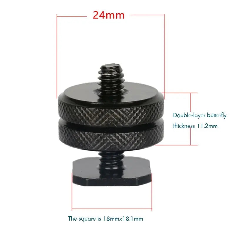Camera Hot Shoe Mount Adapter 1/4 Screw with Locking Disk