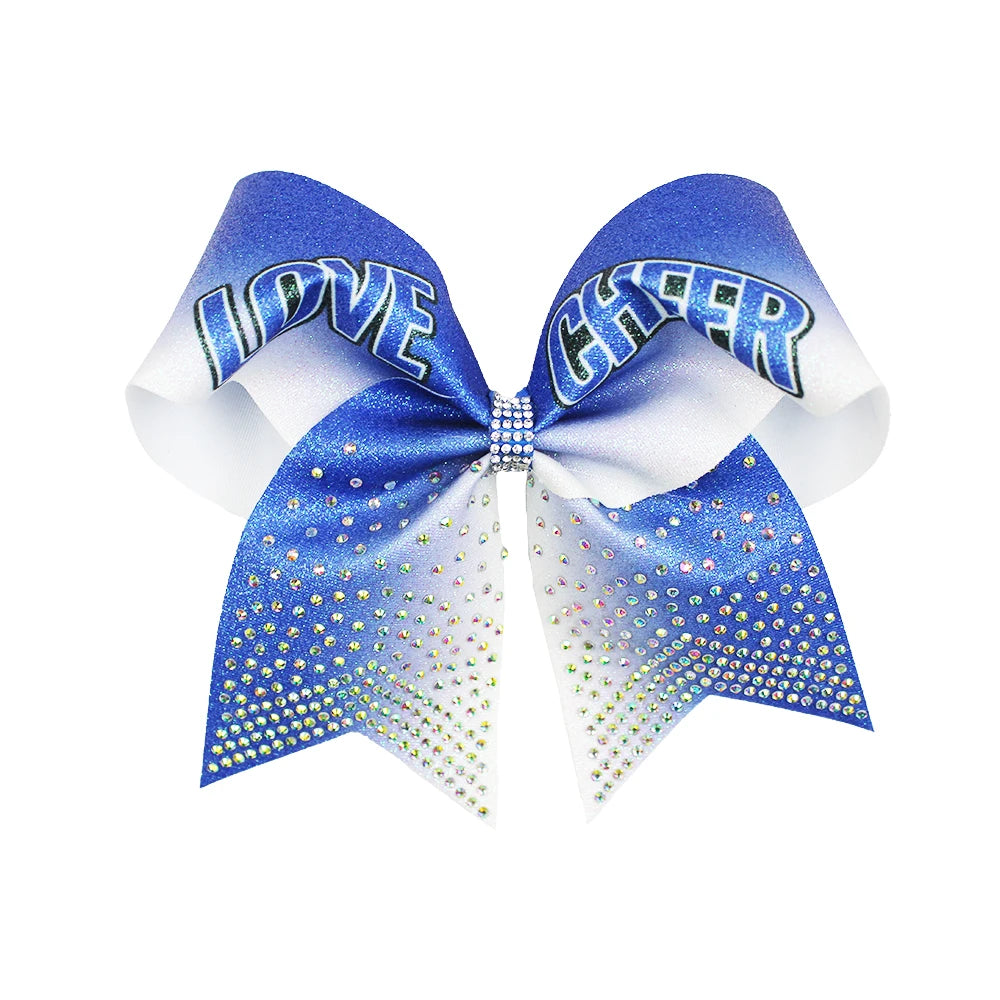 50-Pack 7" Glitter Cheer Bows with Rhinestone Strips | Bulk