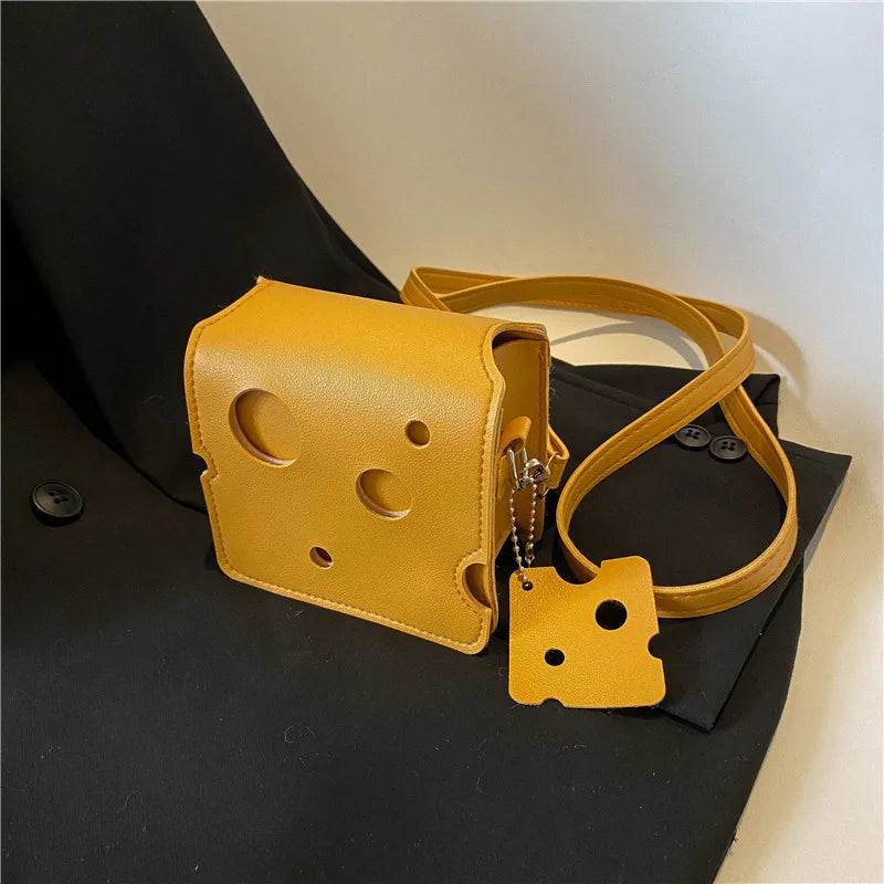 Cheese Shape Crossbody Bag – Mini PU Shoulder Purse for Women