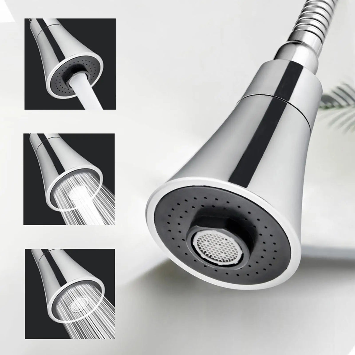 3-Function Kitchen Faucet Sprayer Head | 360° Water Saving Nozzle