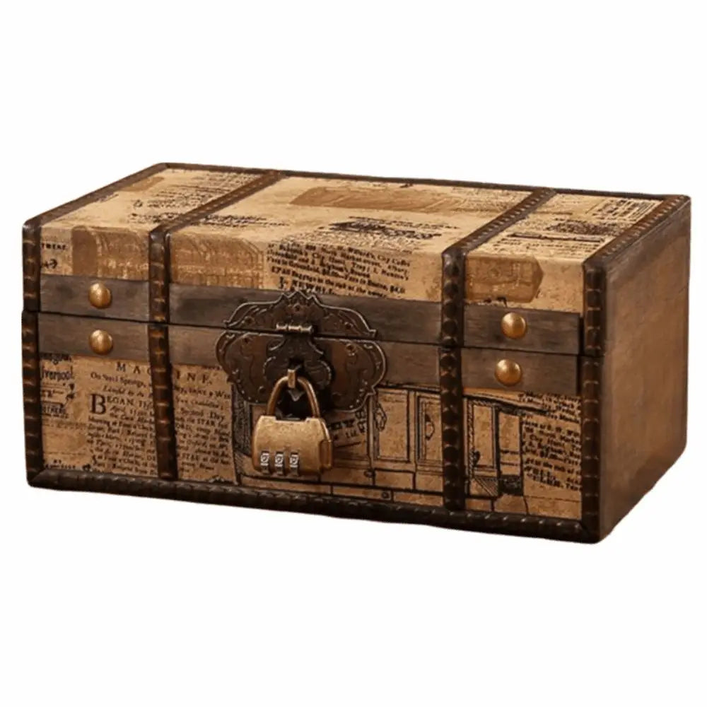 Vintage Wooden Jewelry Box – Lockable Treasure Chest Storage