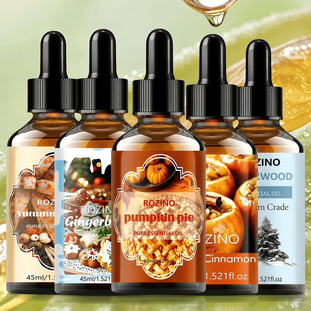 ROZINO Seasonal Essential Oils – 5 Autumn Scents, 45ml