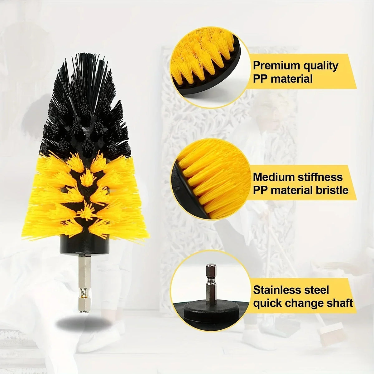 7-Piece Drill Brush Attachment Set with Extension Pole