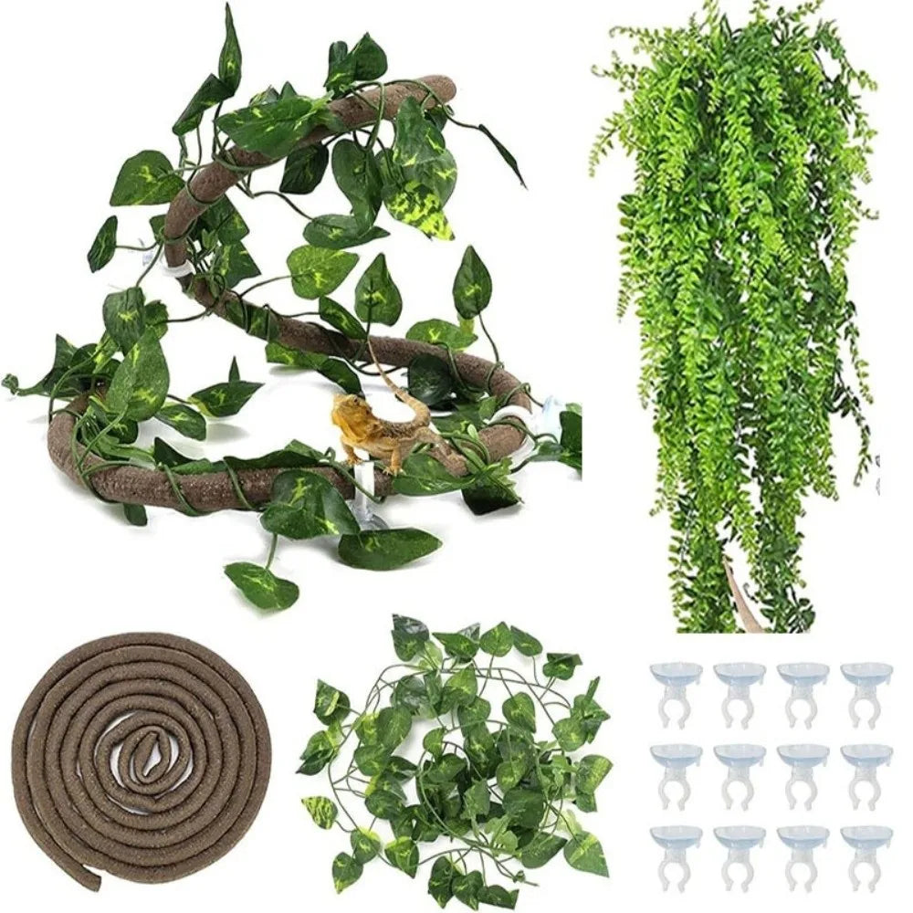 Rattan Reptile Vine Set with Suction Cups | Terrarium Decor