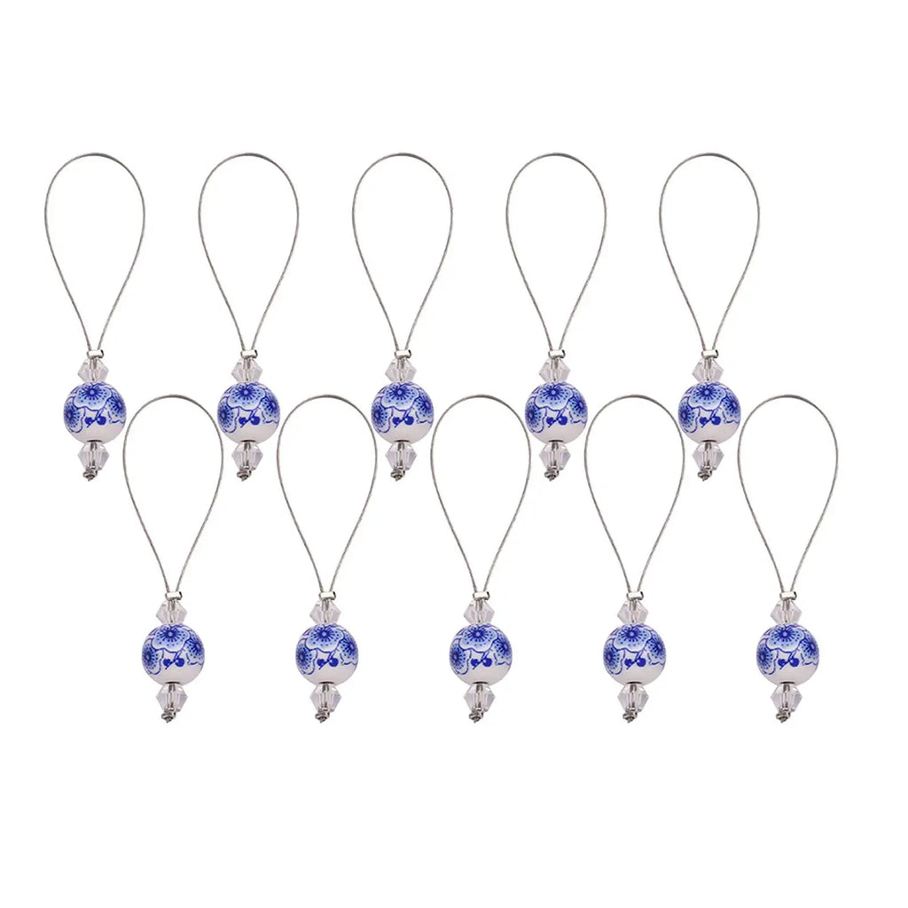 Blue & White Porcelain Knitting Stitch Markers – 6 or 10 Pc