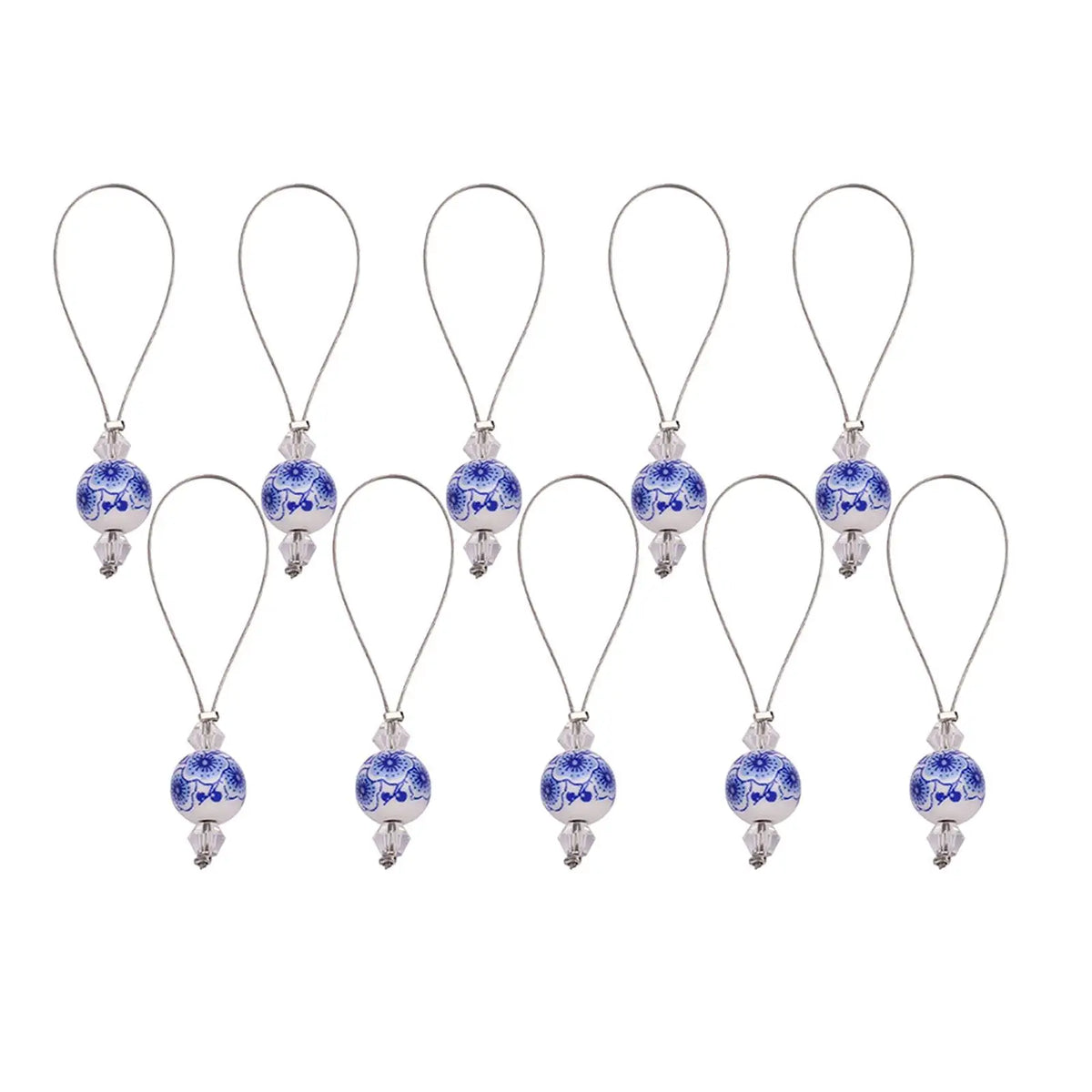 Blue & White Porcelain Knitting Stitch Markers – 6 or 10 Pc