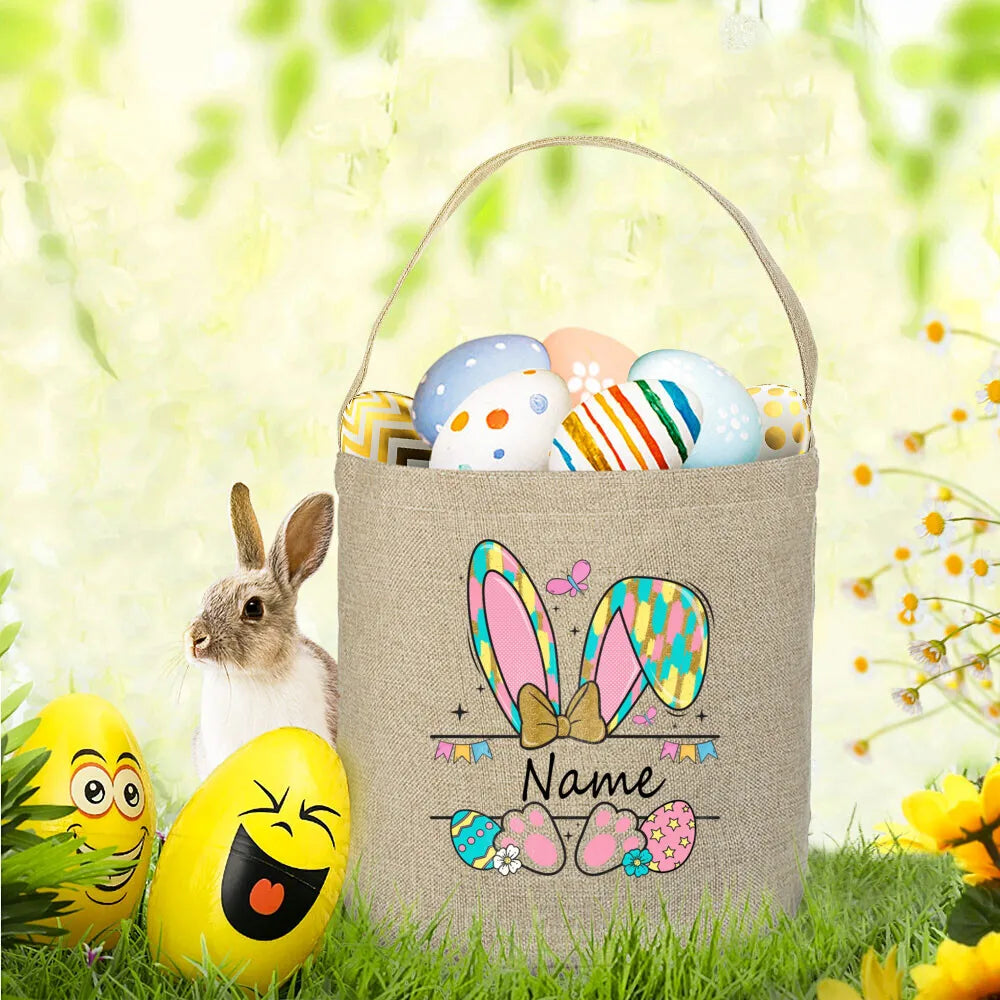 Personalized Easter Basket Tote Bag | Custom Name Candy Bucket