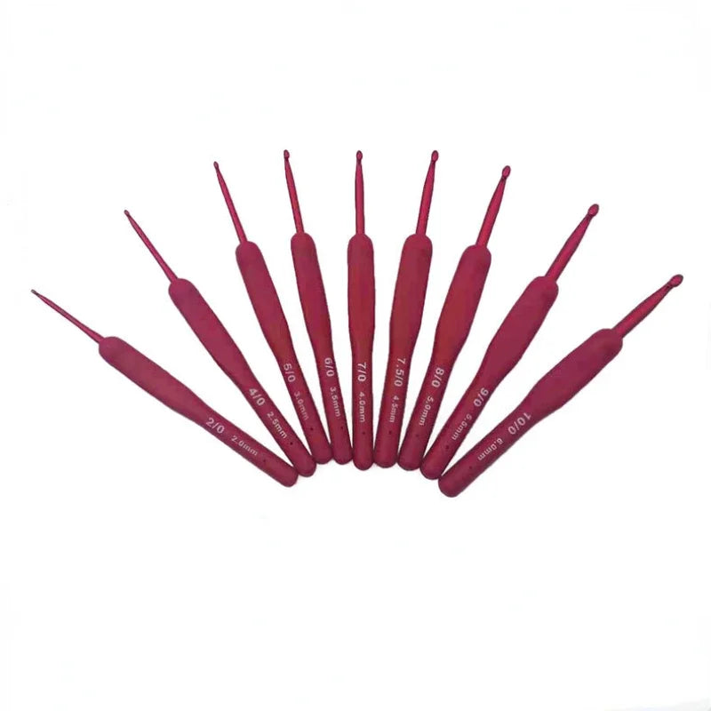 9-Piece Aluminum Crochet Hook Set with Silicone Handles