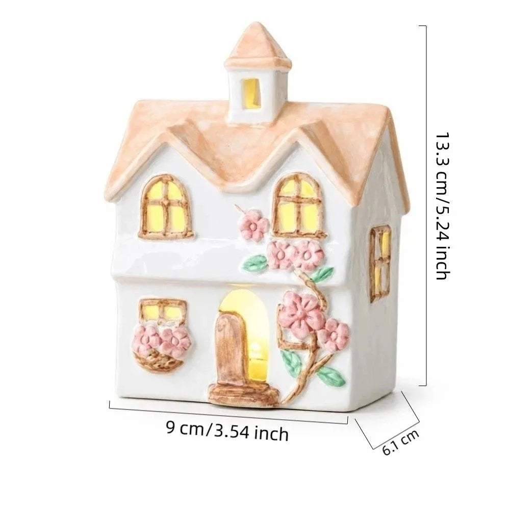 Ceramic House LED Night Light – Warm Glow Christmas Décor