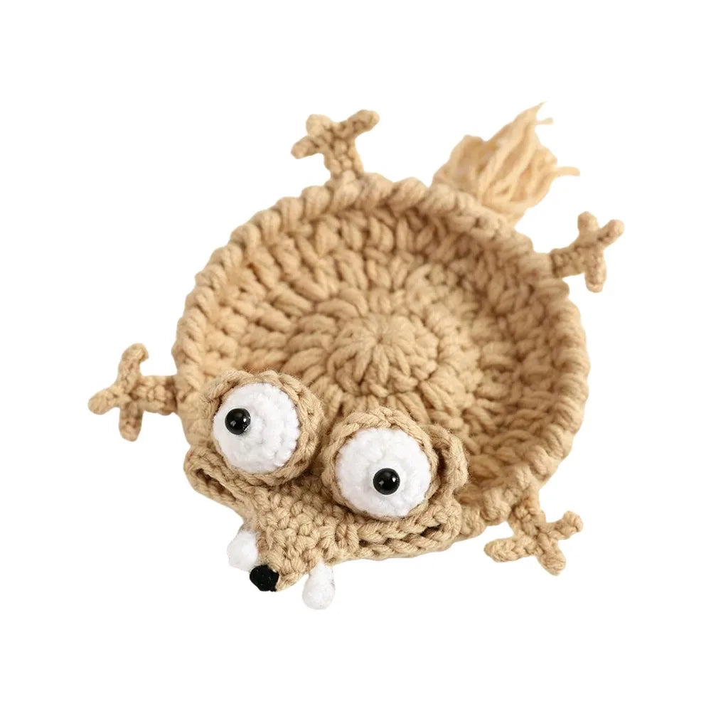Handmade Crochet Animal Coaster – Knitted Cotton Drink Mat