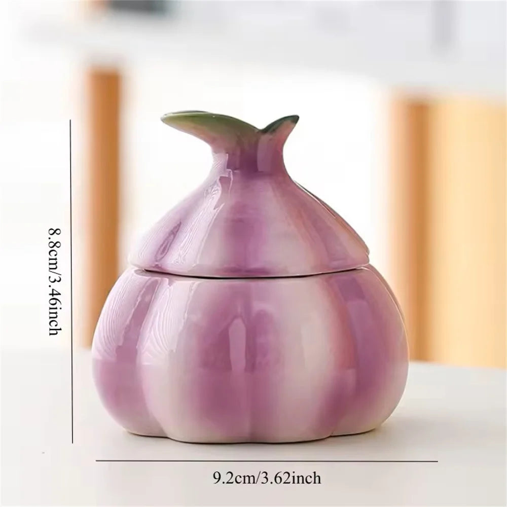 Purple Garlic Ceramic Storage Jar – Candy & Nut Container