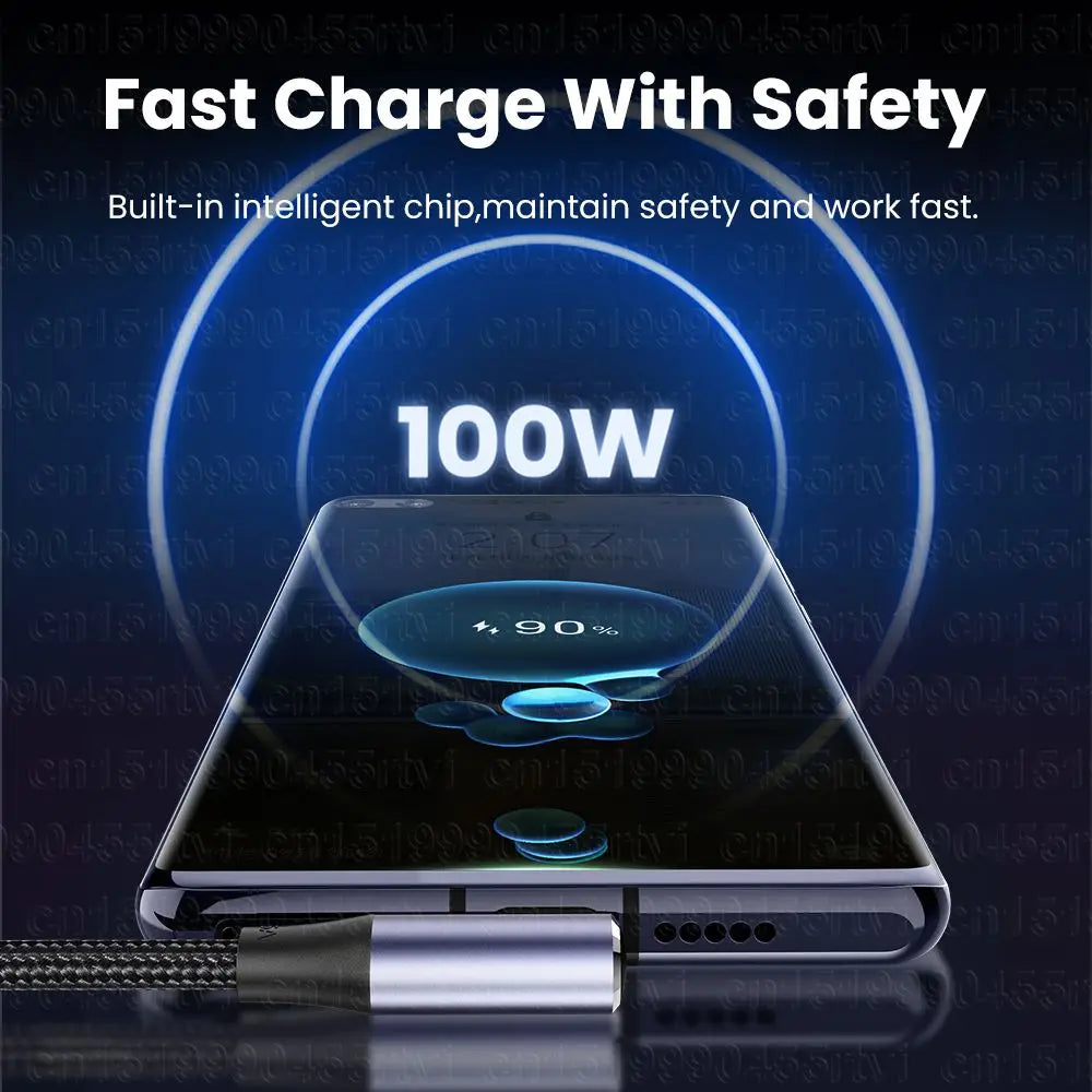 100W PD Right Angle USB-A to USB-C Fast Charging Cable