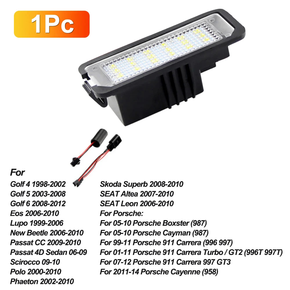 2-Pack Canbus LED License Plate Light for VW Golf Jetta Passat