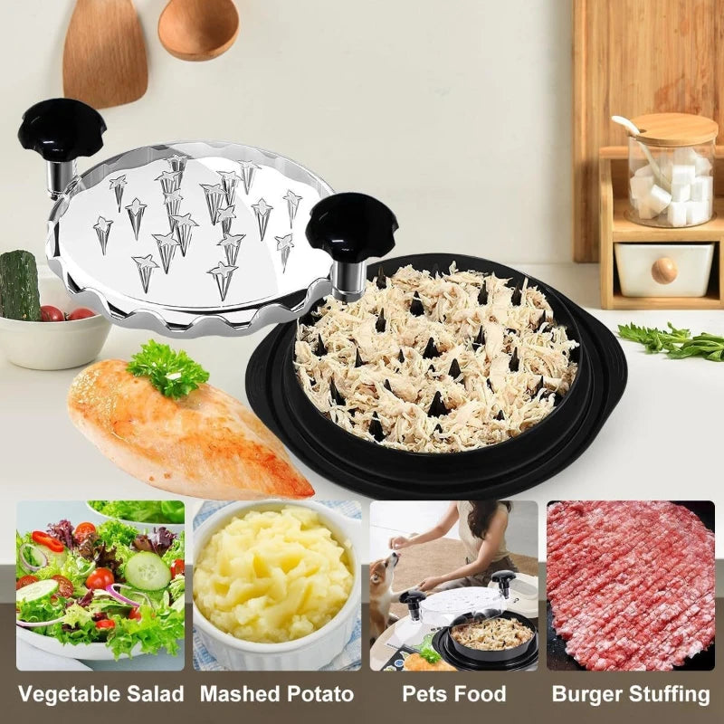 Manual Chicken & Meat Shredder – 360° Rotating Kitchen Tool