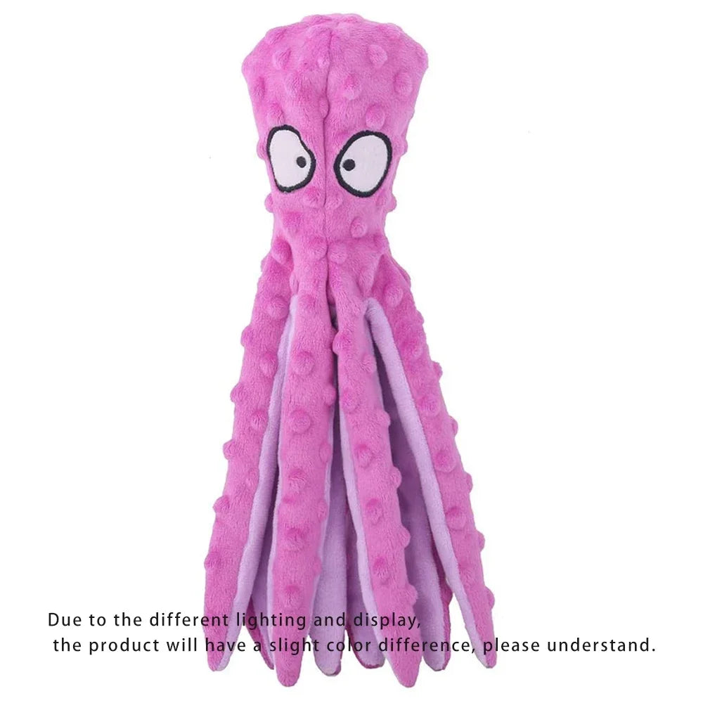 Octopus Squeaky Dog Toy – No Stuffing Crinkle Plush Chew Toy