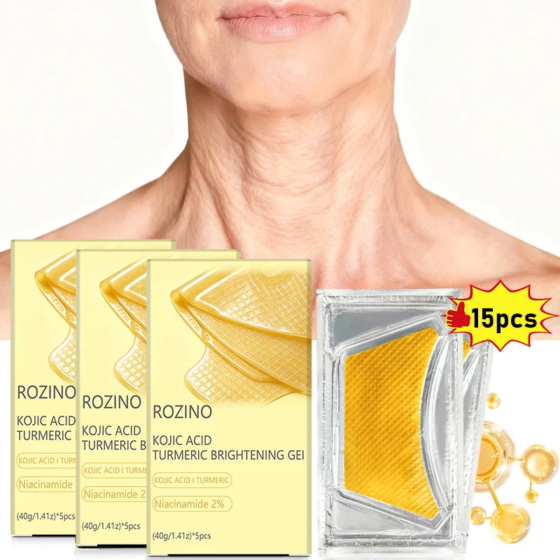 ROZINO Kojic Acid Turmeric Brightening Neck Mask | 5/10/15 Pack