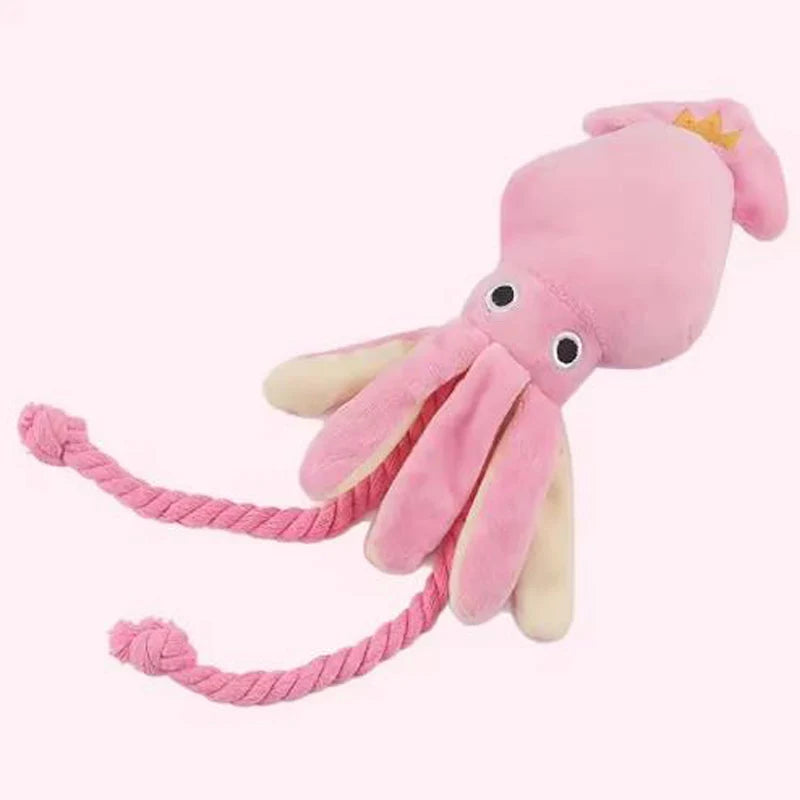 Chew-Resistant Squeaky Pet Toy – Avocado & Octopus Knot Doll