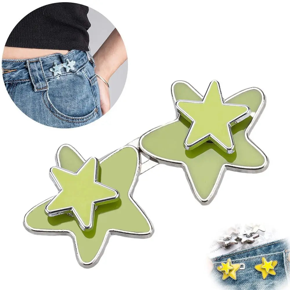 No-Sew Adjustable Jeans Waist Buckle Set – Metal Button 2 Pack