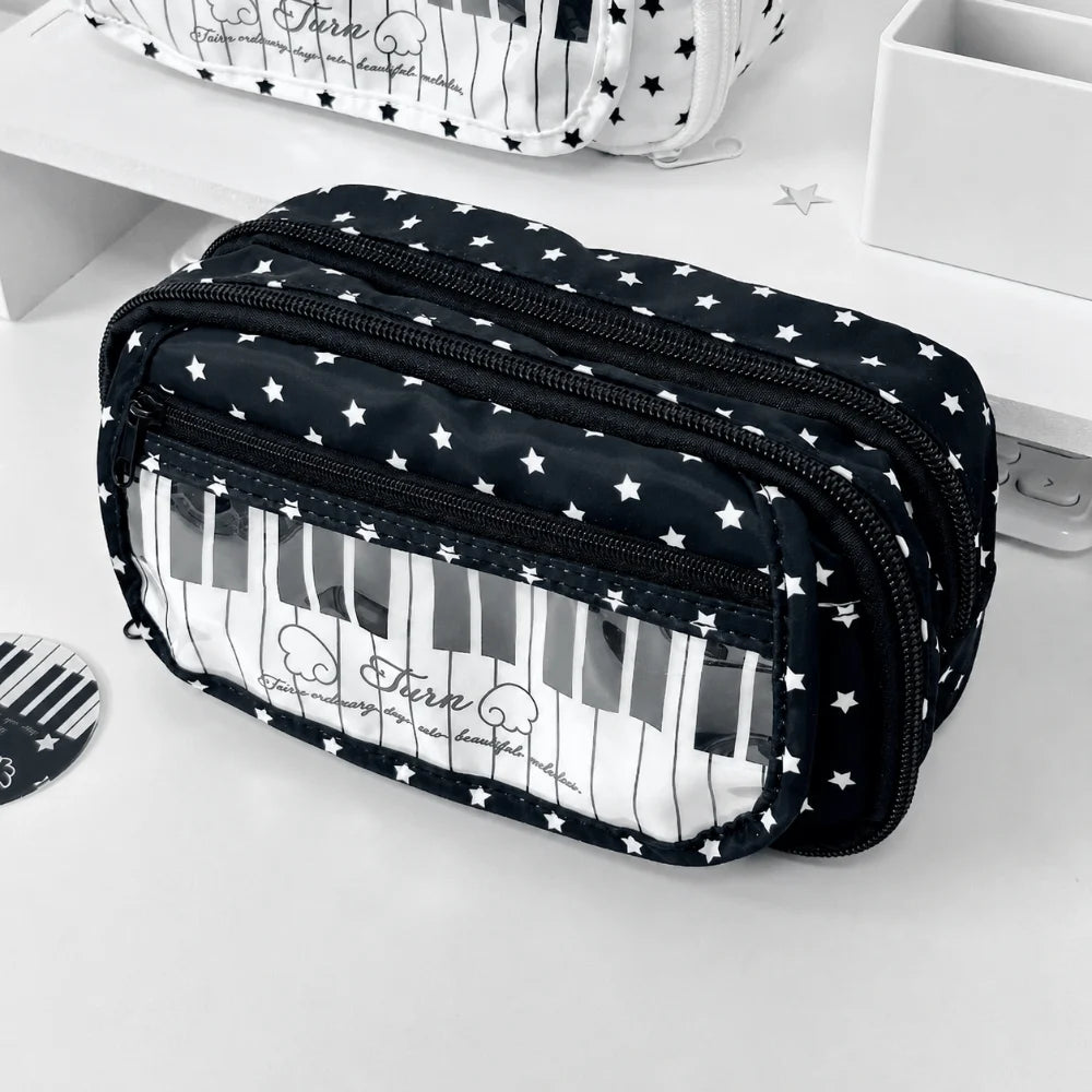 Star Piano Keyboard Pencil Case – Large Capacity Stationery Bag